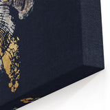 Abstract Line Art with Gold and Navy Accents - Modern Strokes Canvas