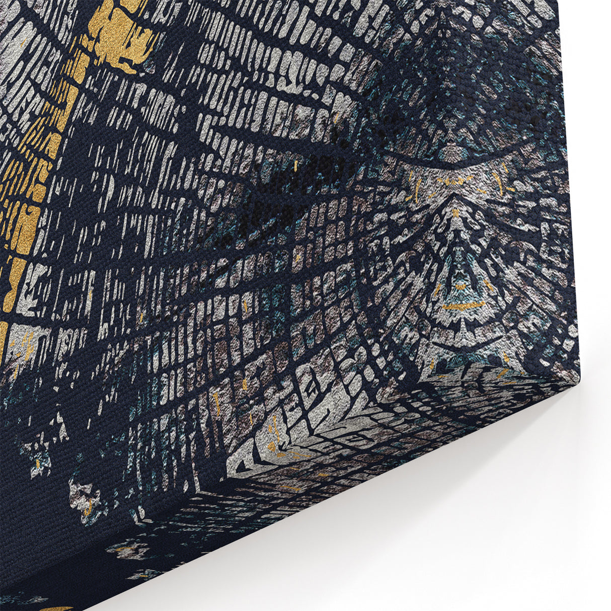 Geometric Line Art with Gold Accents - Contemporary Abstract Canvas