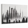 Modern Monochrome Memphis Skyline Art - Black and White Cityscape Canvas