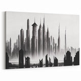 Modern Monochrome Memphis Skyline Art - Black and White Cityscape Canvas