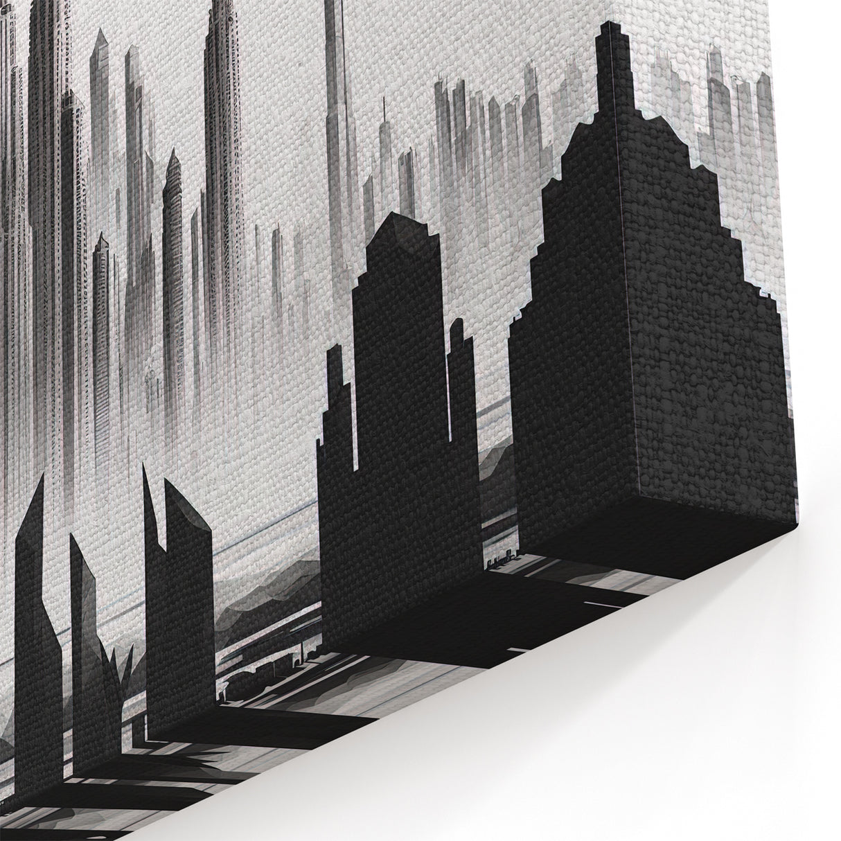 Modern Monochrome Memphis Skyline Art - Black and White Cityscape Canvas