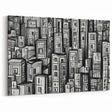 Abstract Memphis Skyline Art - Black and White Geometric Cityscape Canvas