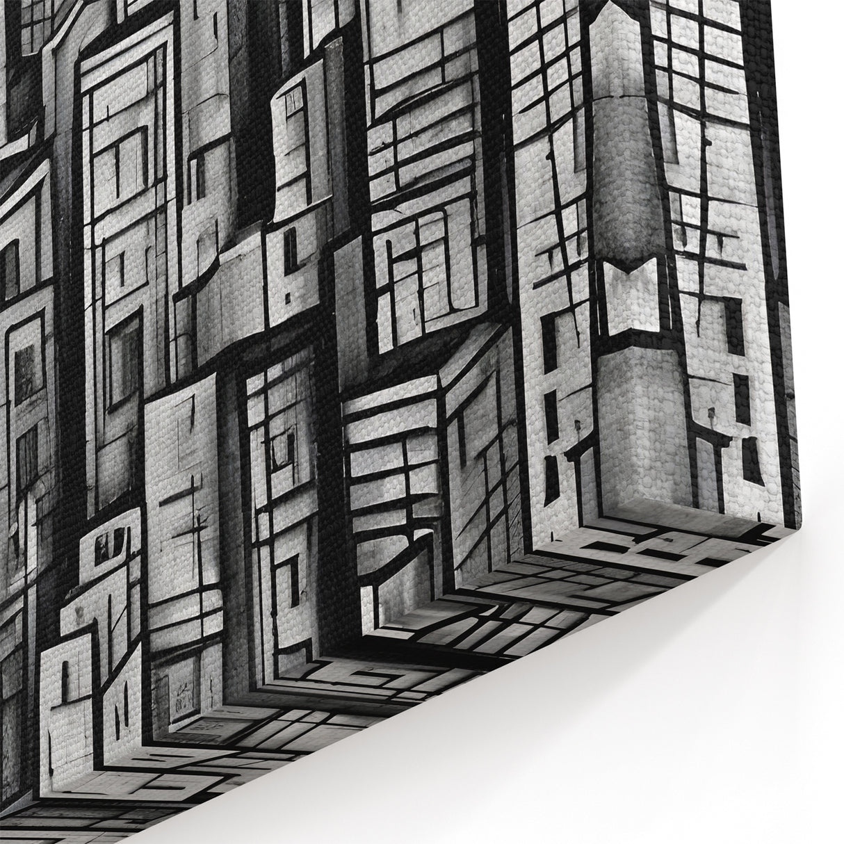Abstract Memphis Skyline Art - Black and White Geometric Cityscape Canvas