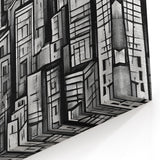 Abstract Memphis Skyline Art - Black and White Geometric Cityscape Canvas
