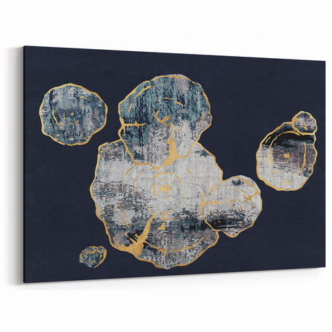 Abstract Organic Shapes with Gold Highlights - Modern Art Canvas