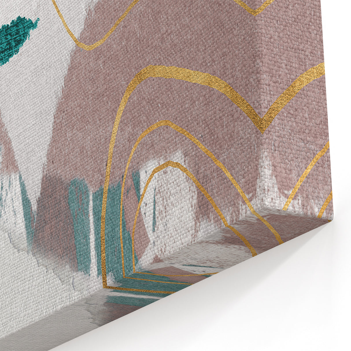 Pastel Dream Abstract Art with Gold Accents - Modern Line Canvas