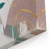 Pastel Dream Abstract Art with Gold Accents - Modern Line Canvas