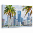 Miami Skyline Art with Palm Trees: Vibrant Tropical Cityscape Decor
