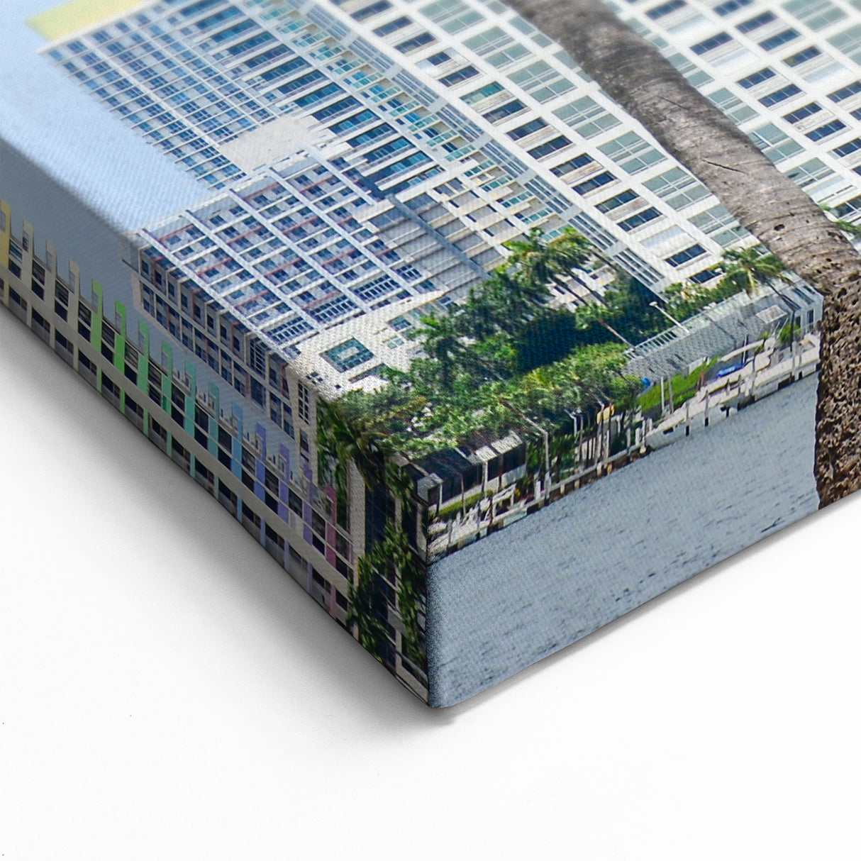 Miami Skyline Art with Palm Trees: Vibrant Tropical Cityscape Decor