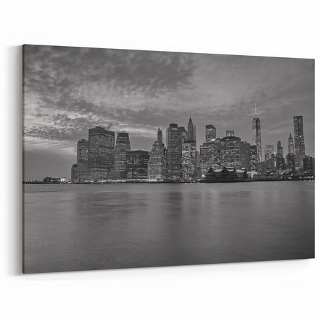 Miami Skyline Photography: Serene Dusk Cityscape in Black & White