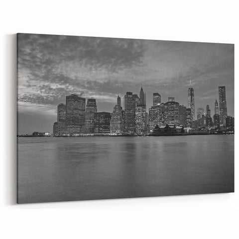 Miami Skyline Photography: Serene Dusk Cityscape in Black & White