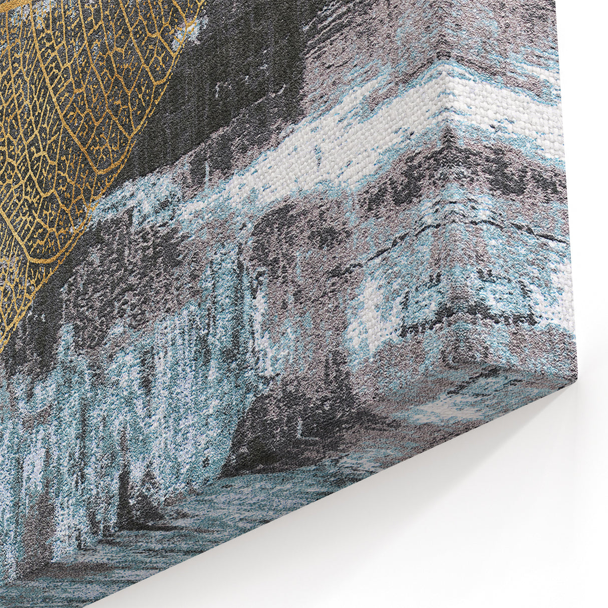 Golden Leaf Abstract with Textured Background - Modern Wall Art