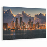 Miami Night Skyline Art: Captivating Downtown Miami Cityscape on Canvas