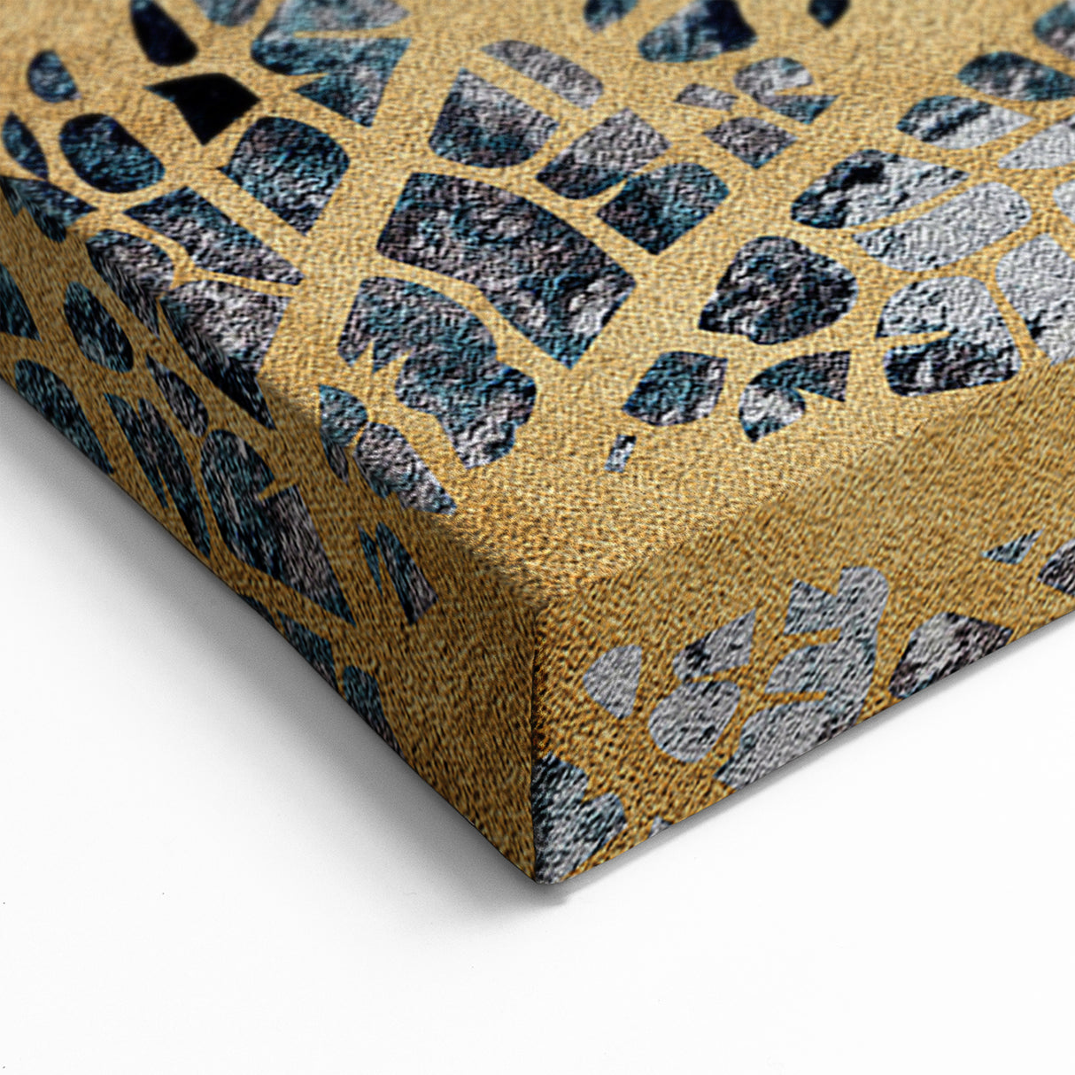 Abstract Golden Leaf Veins on Navy Background - Modern Canvas Art