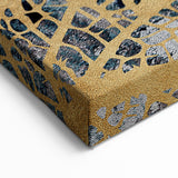 Abstract Golden Leaf Veins on Navy Background - Modern Canvas Art