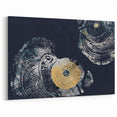 Abstract Circles with Gold Accents on Navy - Modern Canvas Art