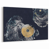 Abstract Circles with Gold Accents on Navy - Modern Canvas Art