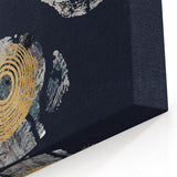 Abstract Circles with Gold Accents on Navy - Modern Canvas Art