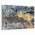 Textured Abstract Art with Gold and Blue Tones - Modern Canvas