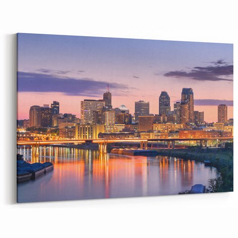 Minneapolis Skyline at Dusk - Elegant Cityscape Art Prints for Urban Decor