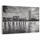 Minneapolis Night Skyline - Black and White Cityscape Art Prints for Decor