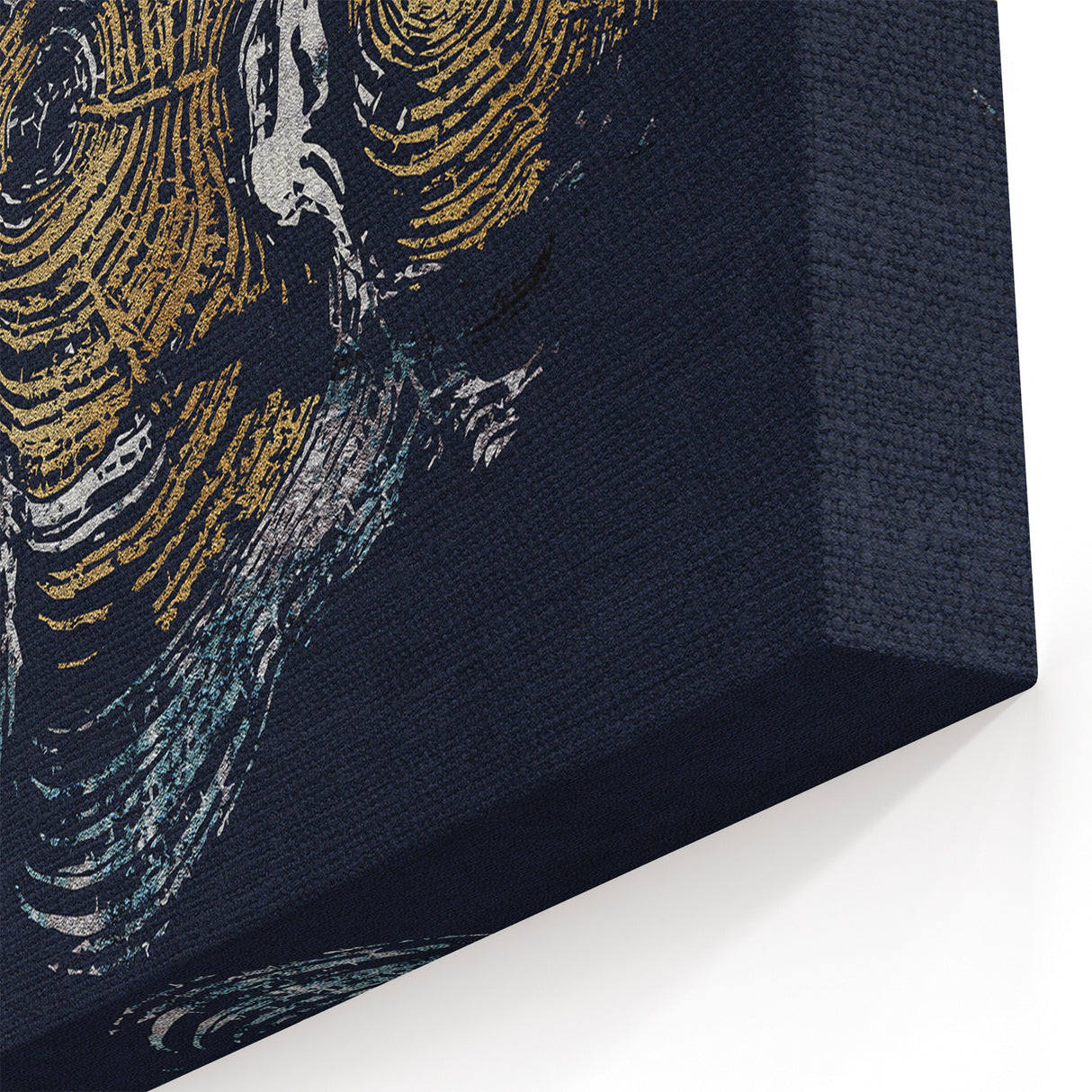 Golden Rings on Navy Abstract Canvas - Modern Wall Art Design
