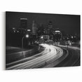Minneapolis Night Skyline Photography - Black and White Cityscape Wall Art