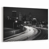 Minneapolis Night Skyline Photography - Black and White Cityscape Wall Art