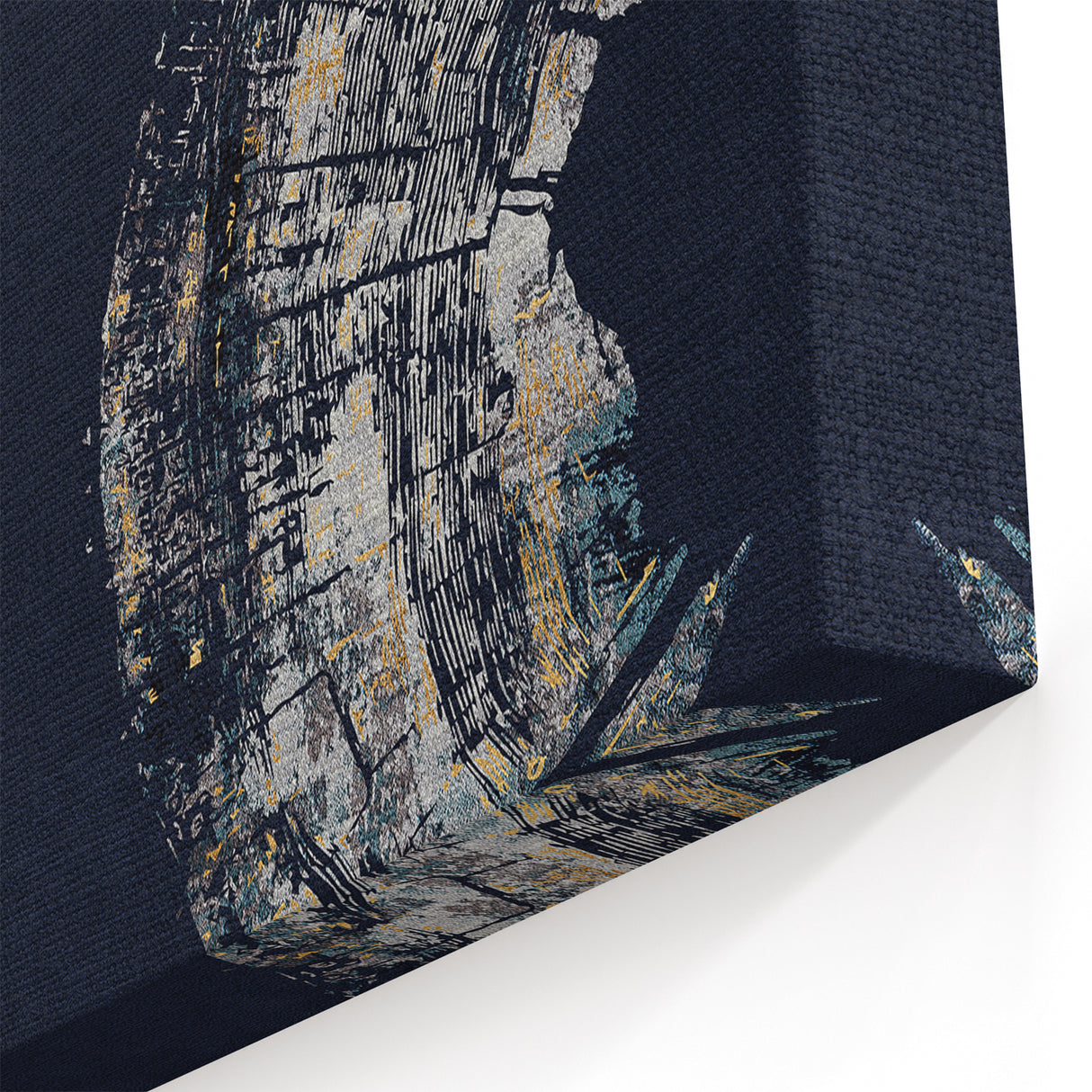 Golden and Navy Abstract Rings - Modern Minimalist Canvas Art