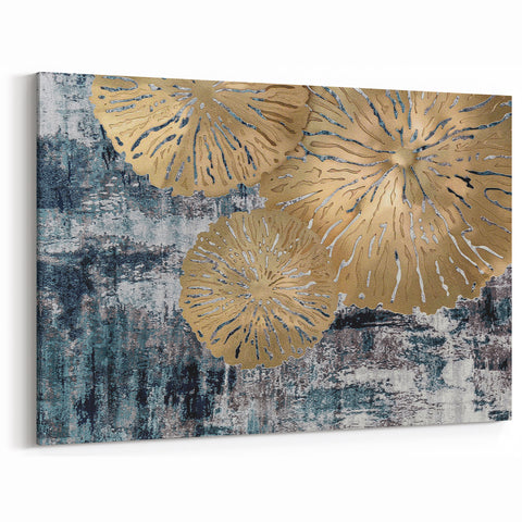 Luxurious Gold Botanical Abstract Art - Textured Wall Decor Canvas