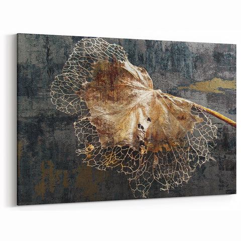 Rustic Autumn Leaf Art - Detailed Textured Botanical Wall Canvas