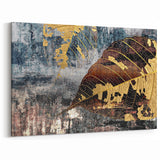 Golden Leaf Vein Art - Textured Botanical Abstract Canvas Print