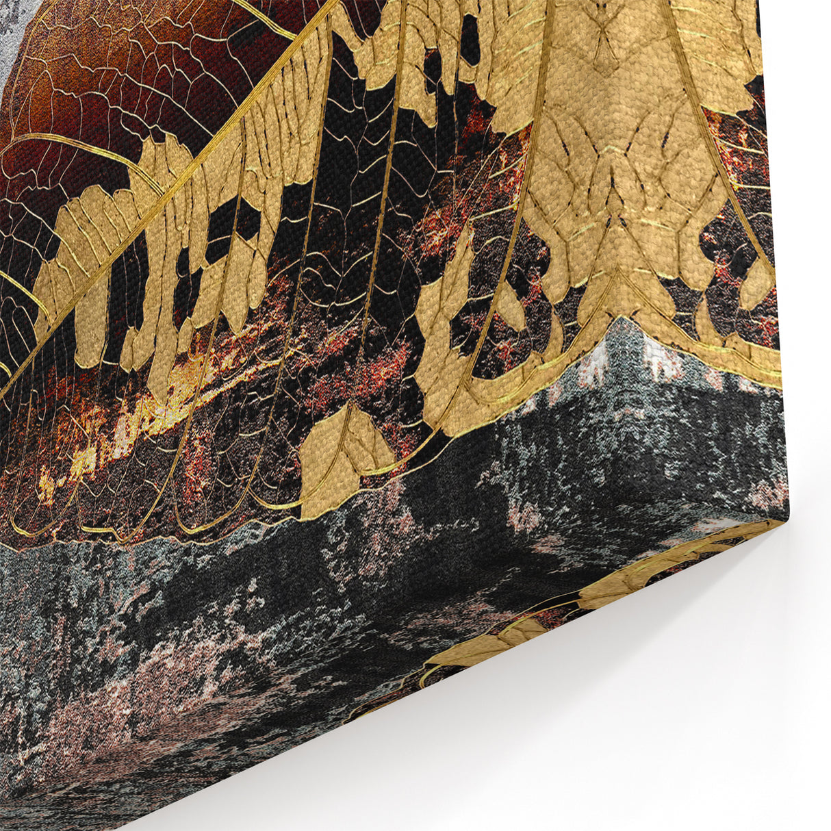 Golden Leaf Vein Art - Textured Botanical Abstract Canvas Print