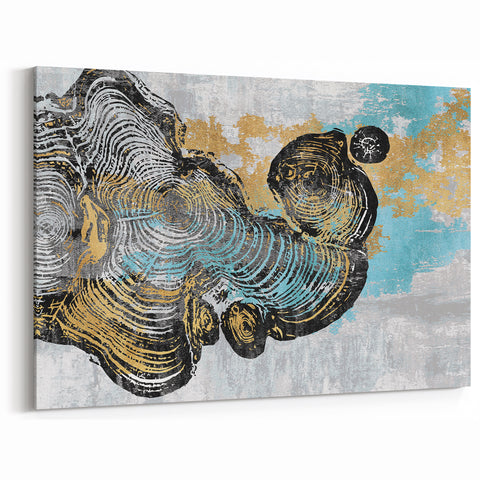Abstract Tree Ring Art - Textured Modern Geometric Canvas Print