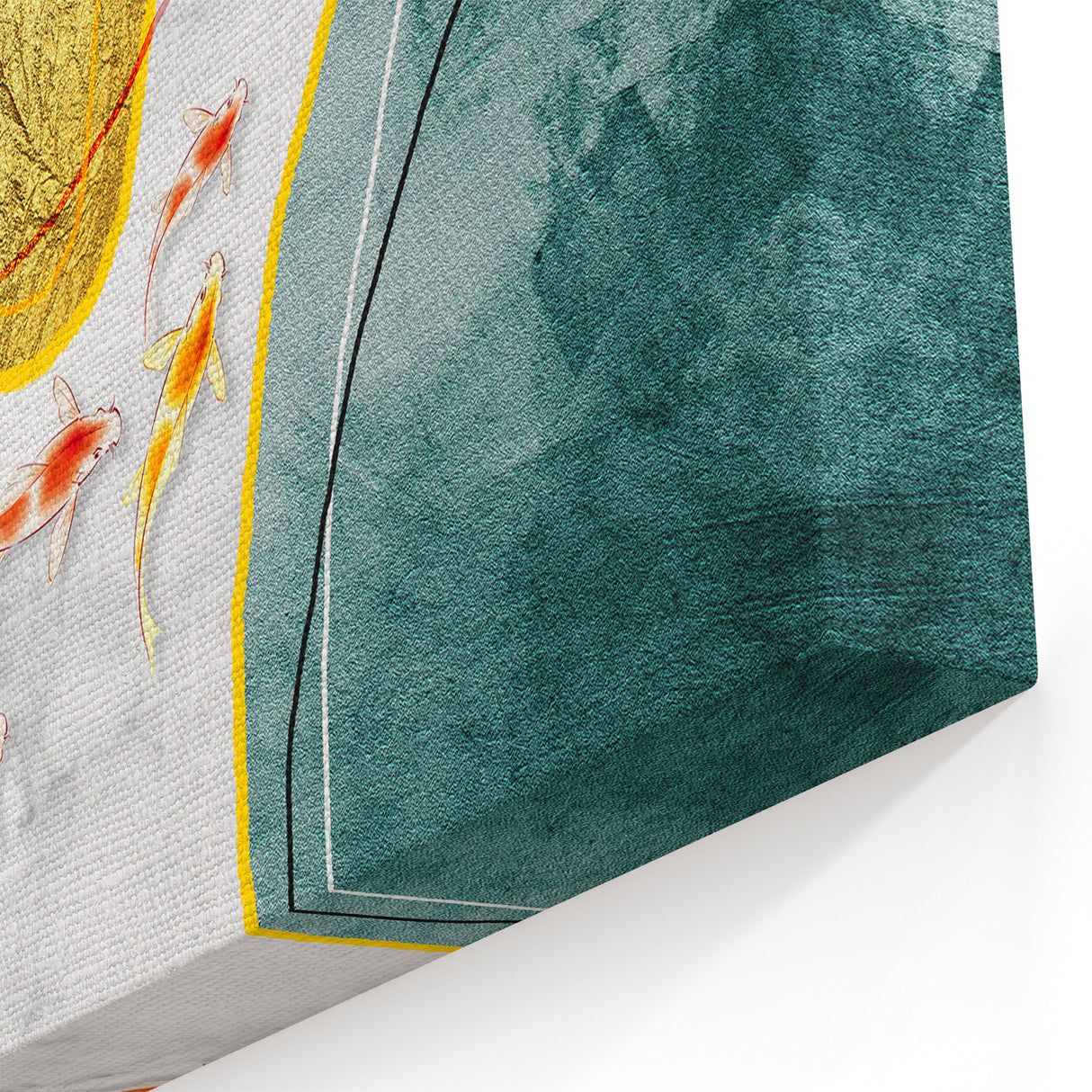 Colorful Koi Fish and Abstract Strokes | Modern Line Art on Canvas