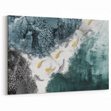 Teal and Gold Koi Fish Abstract | Modern Wall Art with Geometric Lines