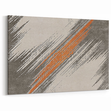 Dynamic Brush Strokes in Orange & Gray | Modern Abstract Wall Art