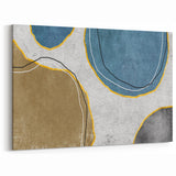 Modern Geometric Abstract Art | Blue and Beige Wall Art Canvas