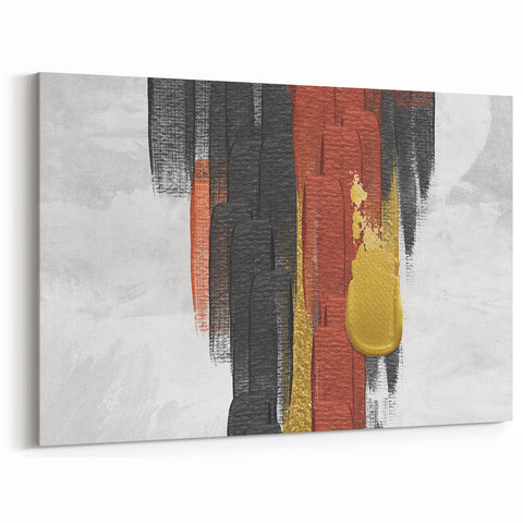 Bold Brush Strokes in Black, Gold, and Rust | Modern Abstract Wall Art