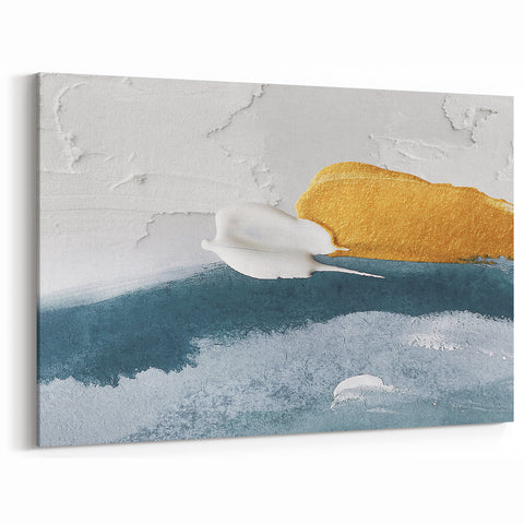 Minimalist Abstract Art in Teal and Gold | Modern Textured Wall Art