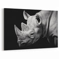 Close-Up Rhinoceros Wall Art - Black and White Rhino Canvas Print