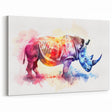 Vibrant Watercolor Rhinoceros Wall Art - Rhino Canvas Print Decor