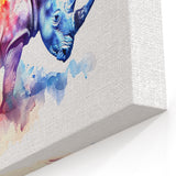 Vibrant Watercolor Rhinoceros Wall Art - Rhino Canvas Print Decor