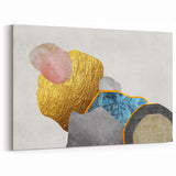 Vibrant Geometric Abstract Art with Gold & Pink Accents | Wall Décor