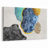 Bold Geometric Abstract Art with Blue, Black & Gold Accents | Wall Décor