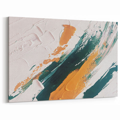 Bold Abstract Brush Strokes in Green & Orange | Modern Canvas Art