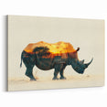 Sunset Safari Rhinoceros Wall Art - Rhino Canvas Print & Decor