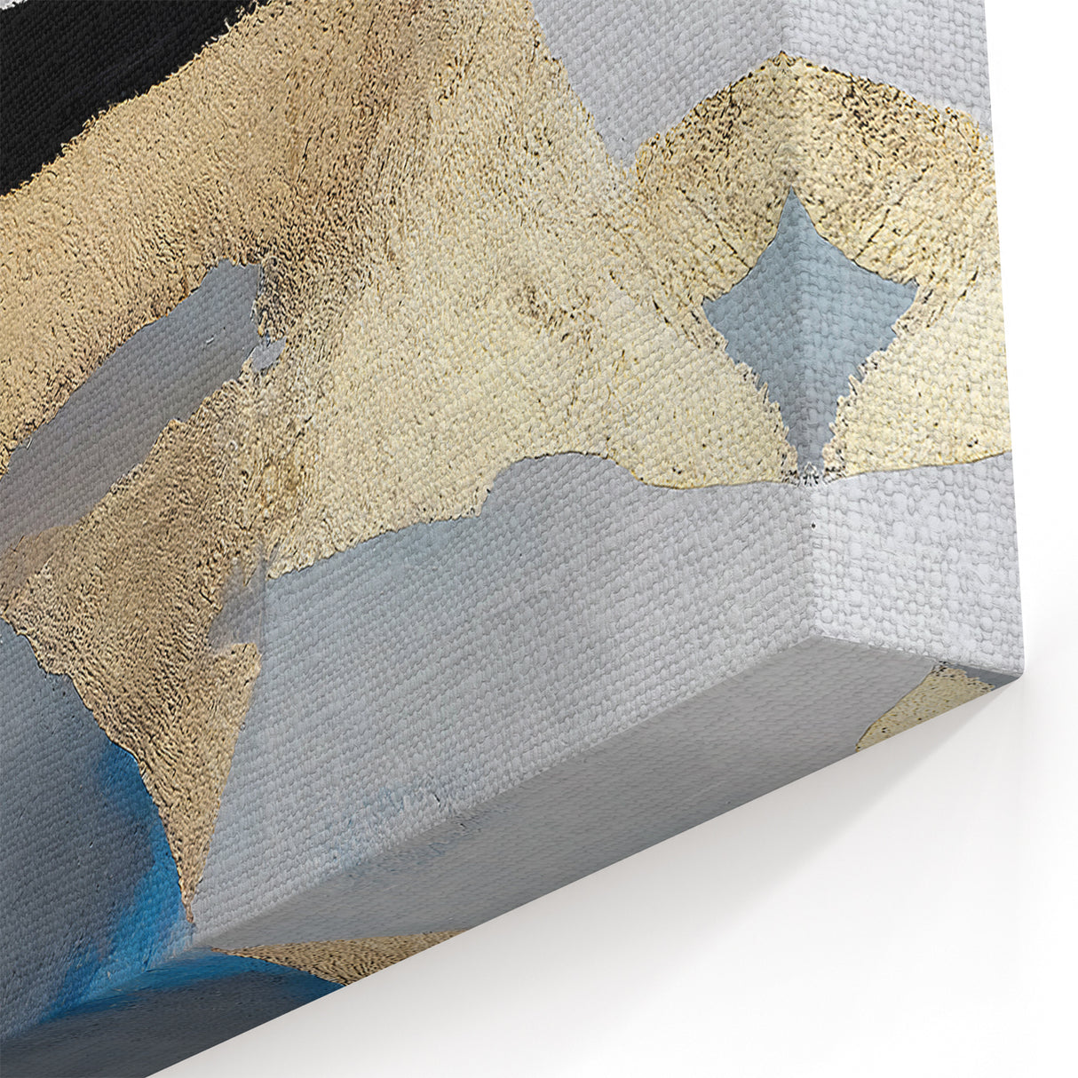 Abstract Strokes and Lines Art | Black, Gold, and Blue Contemporary Canvas