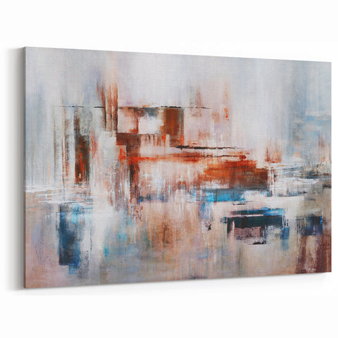 Vibrant Abstract Landscape with Red & Blue Tones | Modern Canvas Art