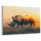 Golden Hour Rhinoceros Wall Art - Rhino Canvas Print & Safari Decor